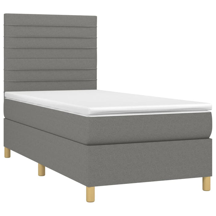 Pat box spring cu saltea, gri închis, 90x200 cm, textil - WALTI WALTI