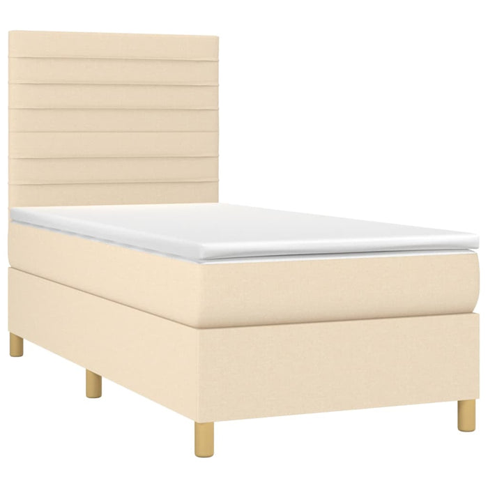 Pat box spring cu saltea, crem, 90x200 cm, textil - WALTI WALTI