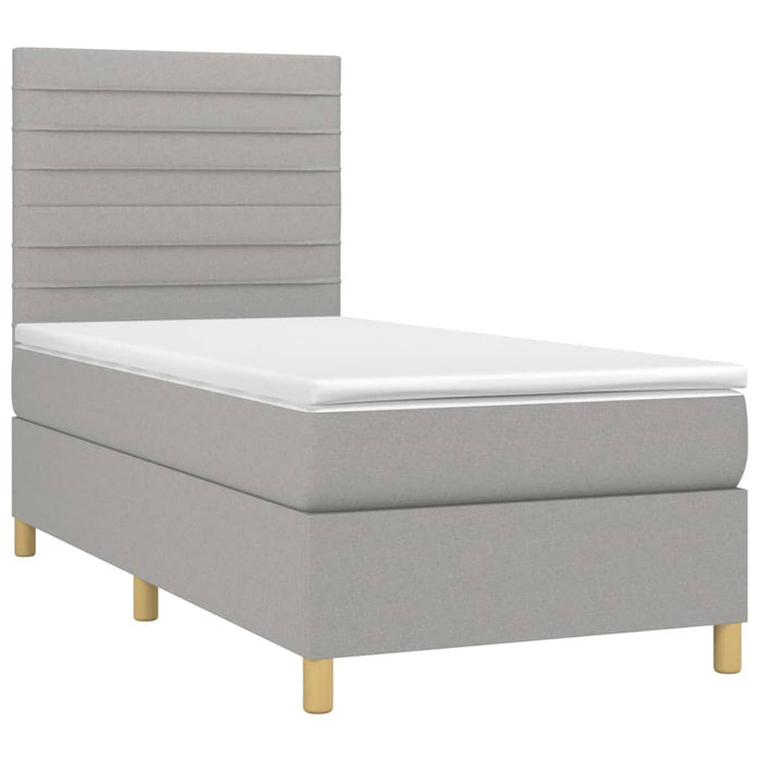 Pat box spring cu saltea, gri deschis, 100x200 cm, textil - WALTI WALTI