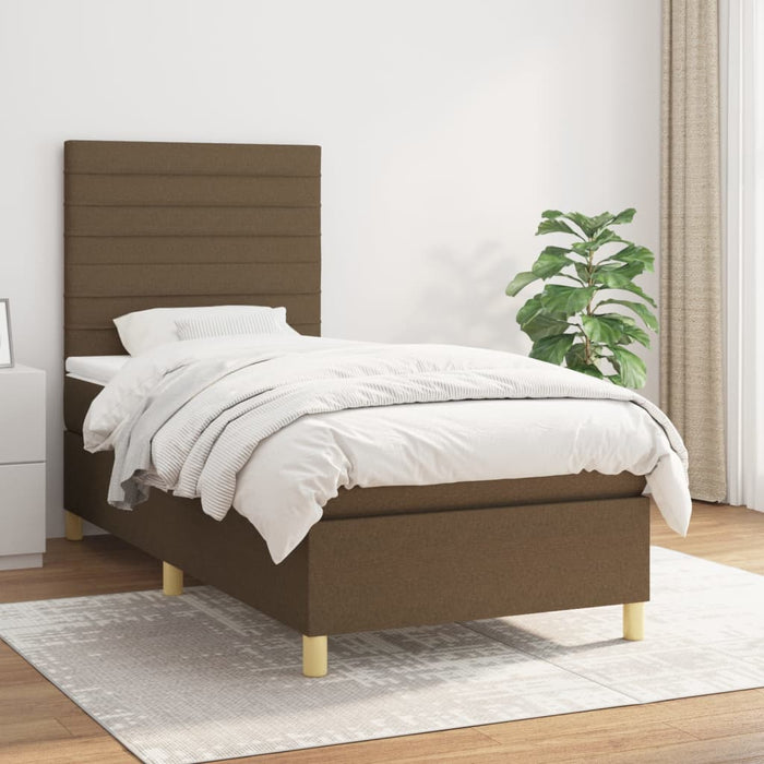 Pat box spring cu saltea, maro închis, 100x200 cm, textil - WALTI WALTI
