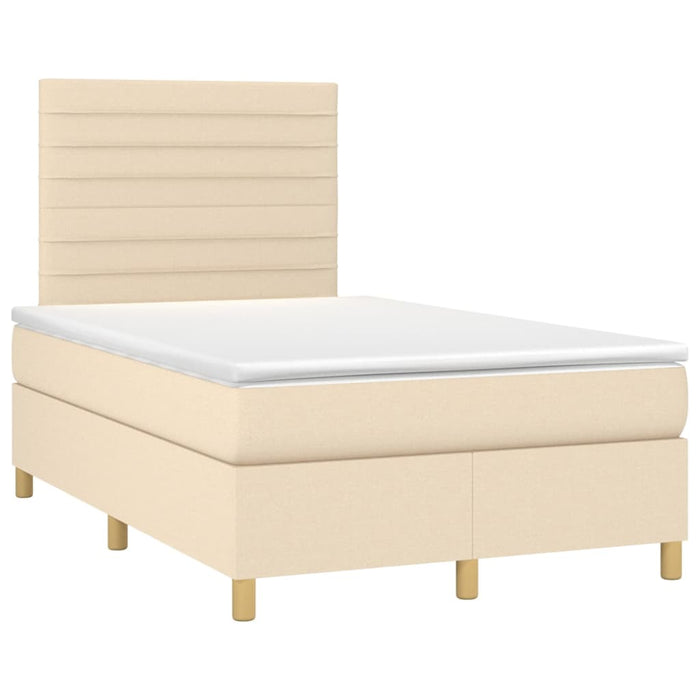 Pat box spring cu saltea, crem, 120x200 cm, textil - WALTI WALTI