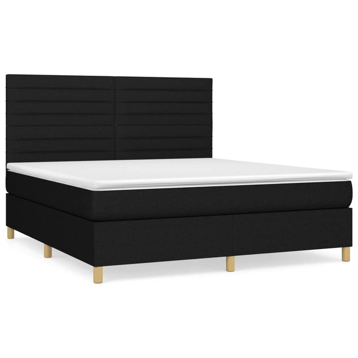 Pat box spring cu saltea, negru, 160x200 cm, textil - WALTI WALTI