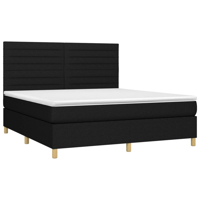 Pat box spring cu saltea, negru, 160x200 cm, textil - WALTI WALTI