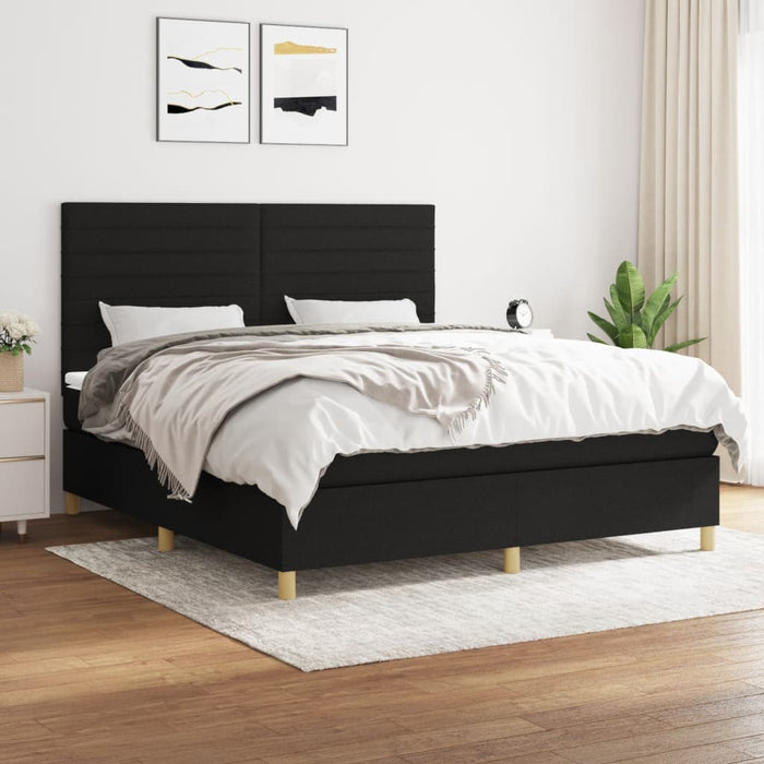 Pat box spring cu saltea, negru, 160x200 cm, textil - WALTI WALTI