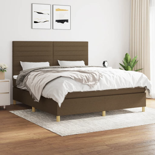 Pat box spring cu saltea, maro închis, 160x200 cm, textil - WALTI WALTI