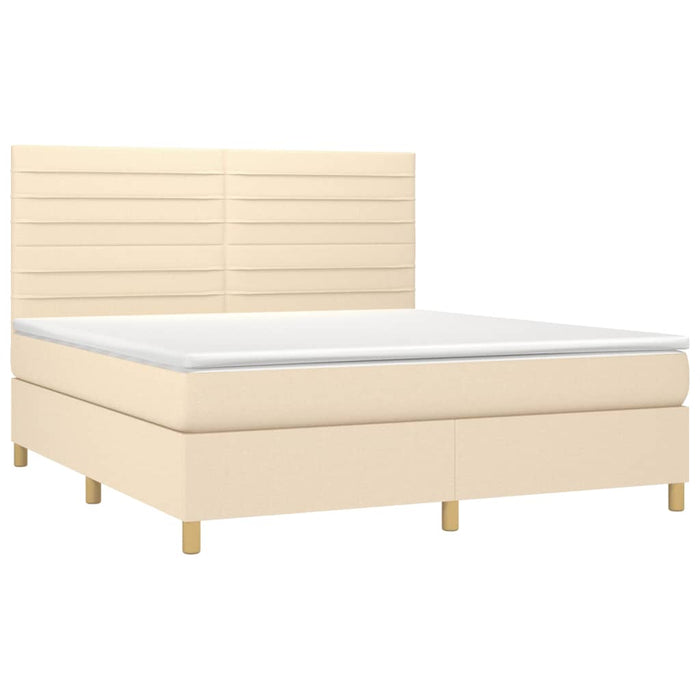 Pat box spring cu saltea, crem, 160x200 cm, material textil - WALTI WALTI