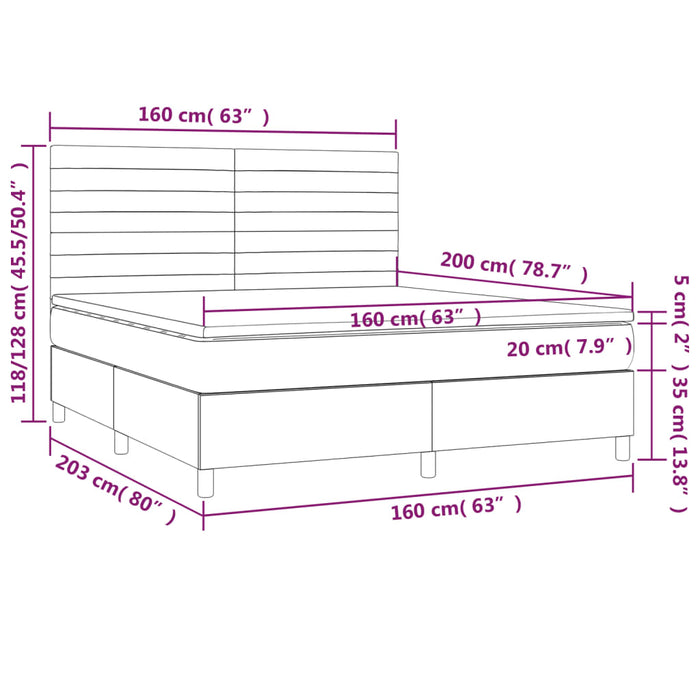 Pat box spring cu saltea, crem, 160x200 cm, material textil - WALTI WALTI