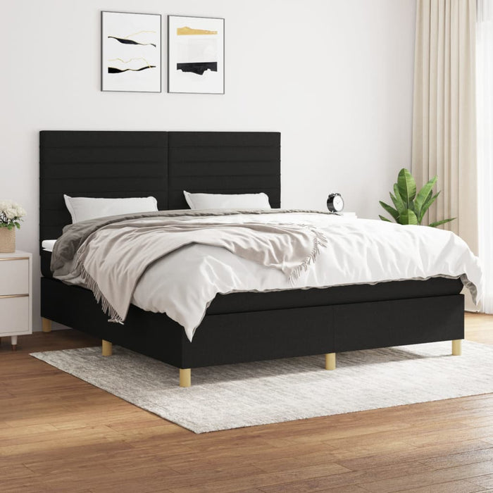 Pat box spring cu saltea, negru, 180x200 cm, catifea - WALTI WALTI