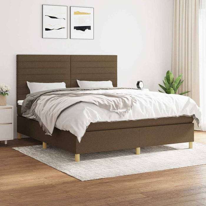 Pat continental cu saltea maro închis 180x200cm material textil - WALTI WALTI