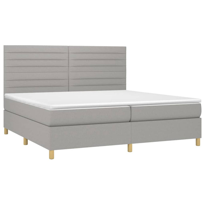 Pat box spring cu saltea, gri deschis, 200x200 cm, textil - WALTI WALTI