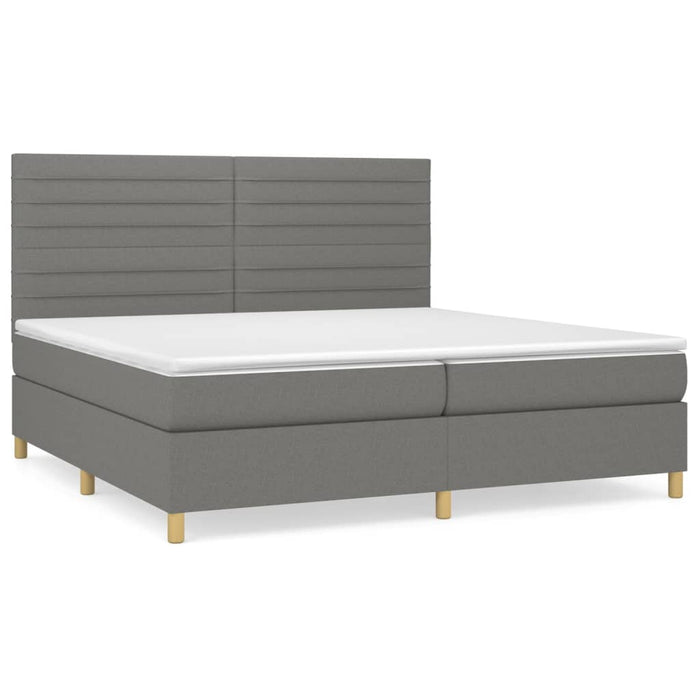 Pat box spring cu saltea, gri închis, 200x200 cm, textil - WALTI WALTI
