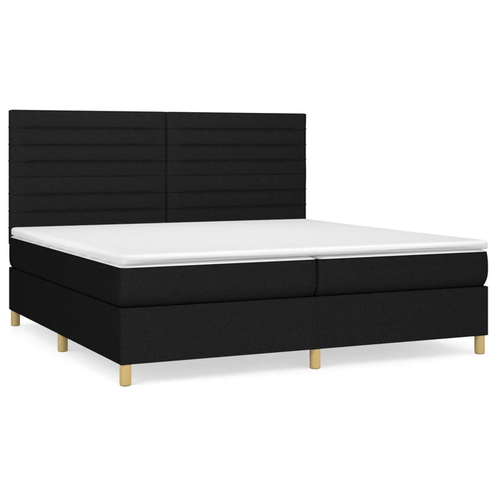 Pat box spring cu saltea, negru, 200x200 cm, textil - WALTI WALTI