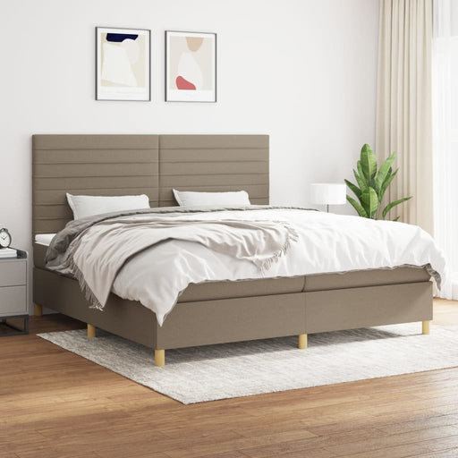 Pat box spring cu saltea, gri taupe, 200x200 cm, textil - WALTI WALTI