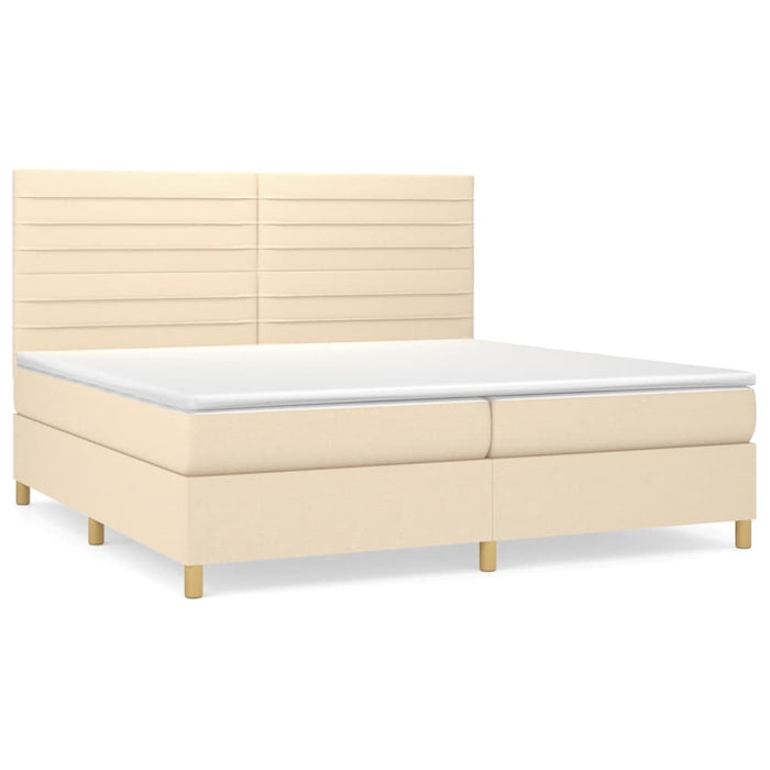 Pat box spring cu saltea, crem, 200x200 cm, textil - WALTI WALTI