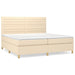 Pat box spring cu saltea, crem, 200x200 cm, textil - WALTI WALTI