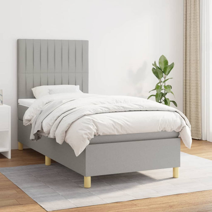 Pat continental cu saltea, gri deschis, 80x200 cm, textil - WALTI WALTI
