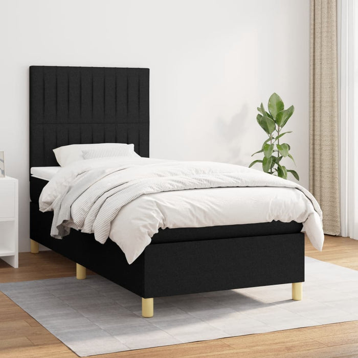 Pat box spring cu saltea, negru, 90x190 cm, textil - WALTI WALTI