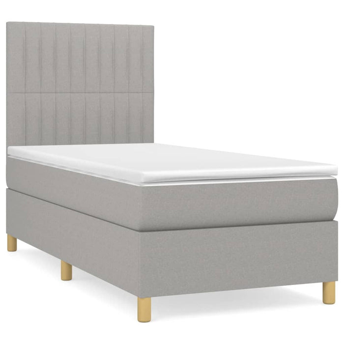 Pat box spring cu saltea, gri deschis, 90x200 cm, textil - WALTI WALTI