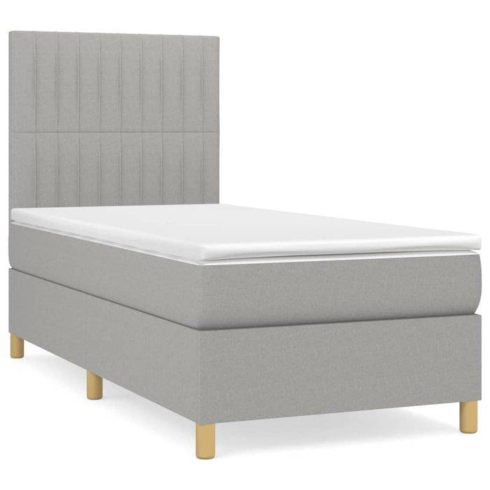Pat box spring cu saltea, gri deschis, 100x200 cm, textil - WALTI WALTI