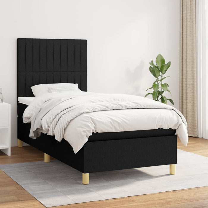 Pat box spring cu saltea, negru, 100x200 cm, textil - WALTI WALTI