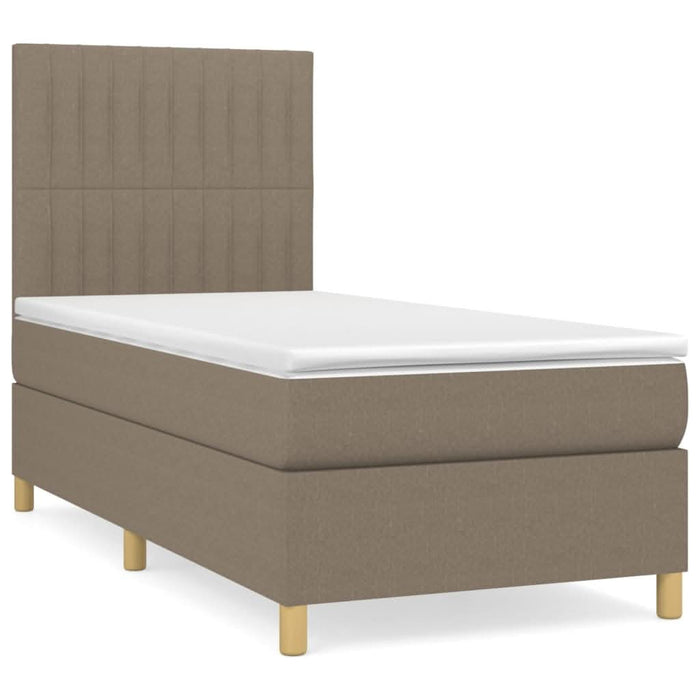 Pat box spring cu saltea, gri taupe, 100x200 cm, textil - WALTI WALTI