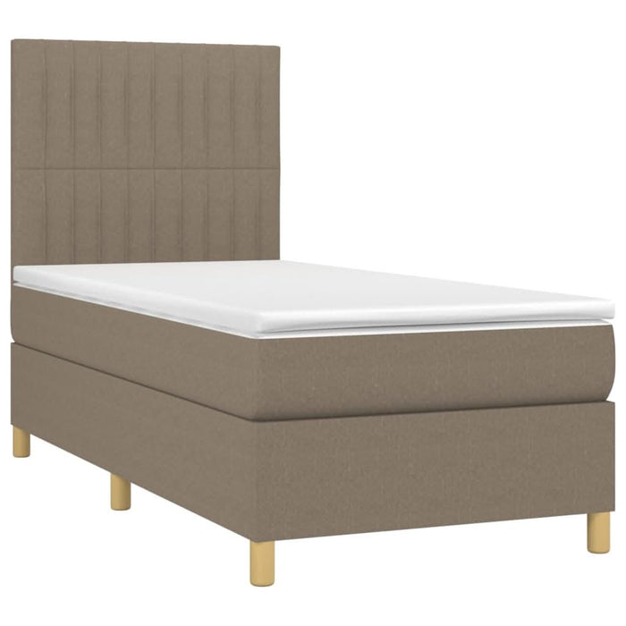 Pat box spring cu saltea, gri taupe, 100x200 cm, textil - WALTI WALTI