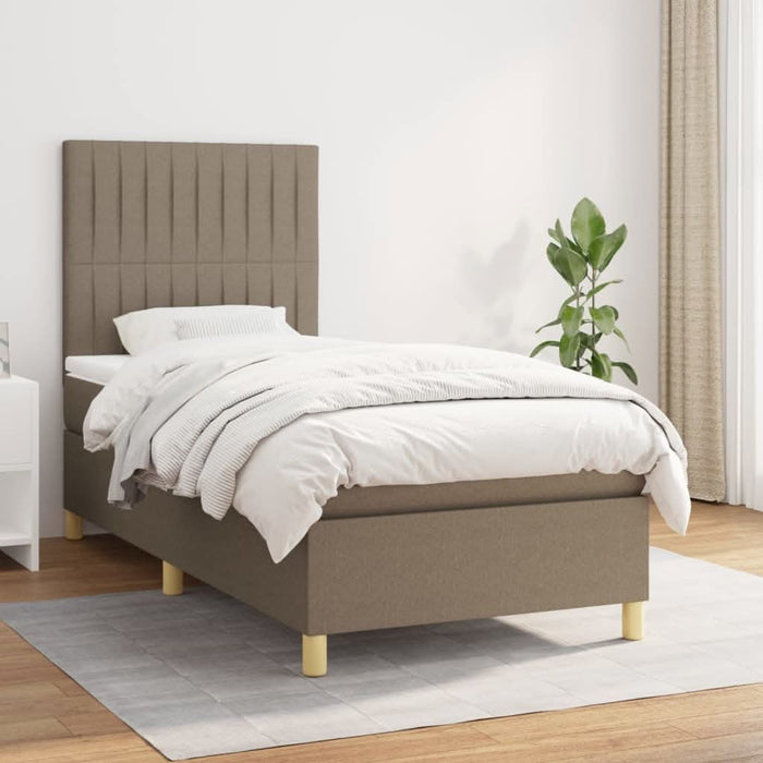 Pat box spring cu saltea, gri taupe, 100x200 cm, textil - WALTI WALTI