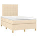 Pat box spring cu saltea, crem, 120x200 cm, textil - WALTI WALTI