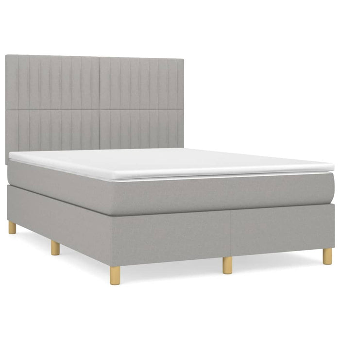 Pat box spring cu saltea, gri deschis, 140x190 cm, textil - WALTI WALTI