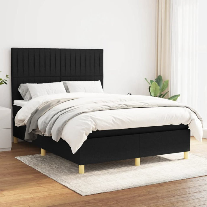 Pat box spring cu saltea, negru, 140x200 cm, textil - WALTI WALTI