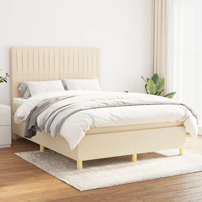 Pat continental cu saltea, crem, 140x200 cm, material textil - WALTI WALTI
