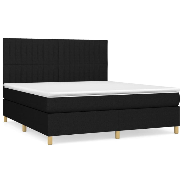 Pat box spring cu saltea, negru, 160x200 cm, textil - WALTI WALTI