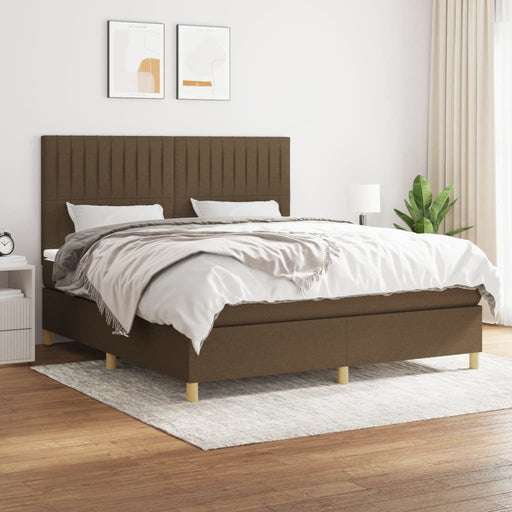 Pat box spring cu saltea, maro închis, 160x200 cm, textil - WALTI WALTI