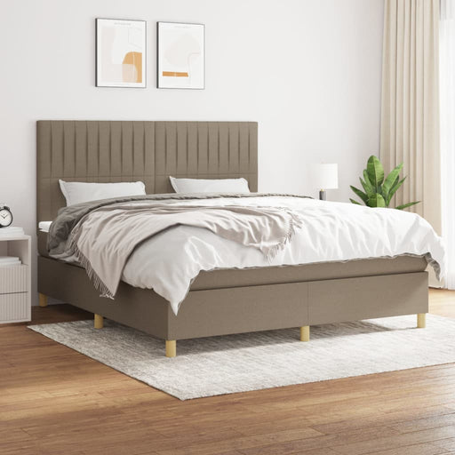 Pat box spring cu saltea, gri taupe, 160x200 cm material textil - WALTI WALTI