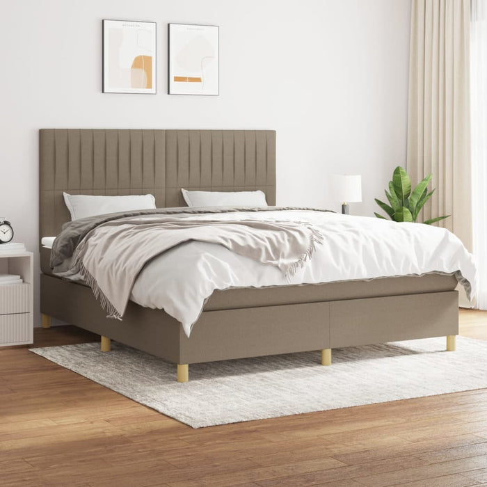Pat box spring cu saltea, gri taupe, 160x200 cm material textil - WALTI WALTI
