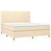 Pat box spring cu saltea, crem, 160x200 cm, material textil - WALTI WALTI