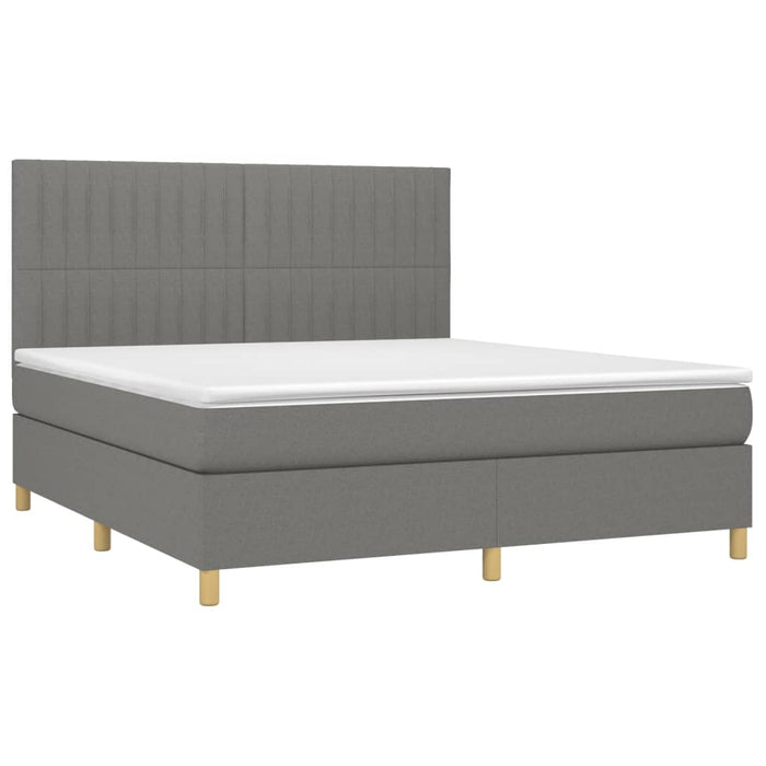 Pat box spring cu saltea, gri închis, 180x200 cm, textil - WALTI WALTI