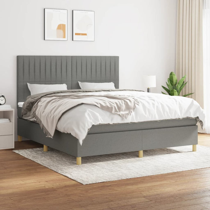 Pat box spring cu saltea, gri închis, 180x200 cm, textil - WALTI WALTI