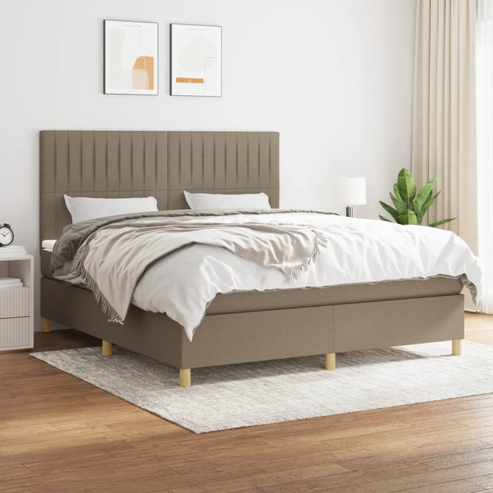 Pat continental cu saltea, gri taupe, 180x200 cm, textil WALTI