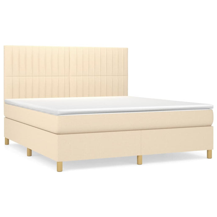 Pat continental cu saltea, crem, 180x200 cm, textil WALTI