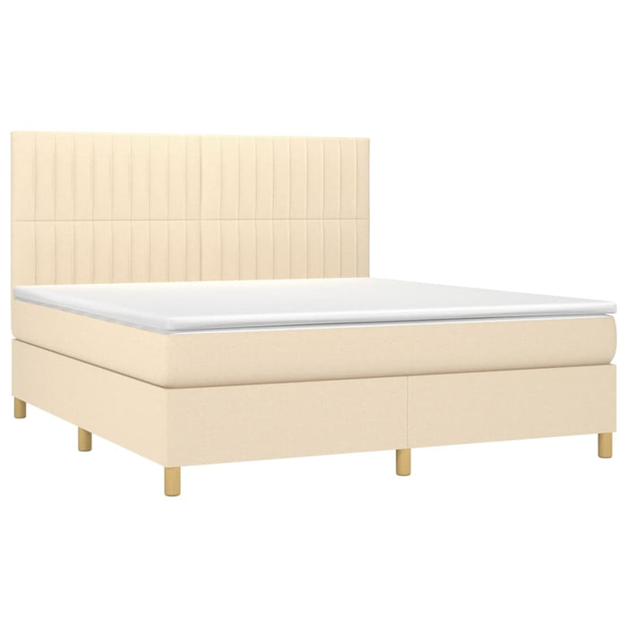 Pat continental cu saltea, crem, 180x200 cm, textil WALTI