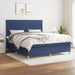 Pat box spring cu saltea, albastru, 180x200 cm, material textil - WALTI WALTI