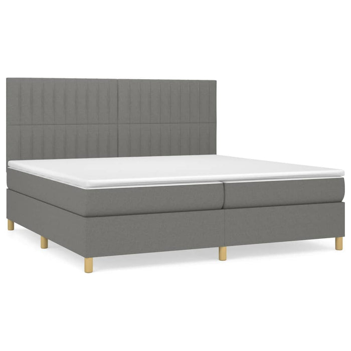 Pat box spring cu saltea, gri închis, 200x200 cm, textil - WALTI WALTI