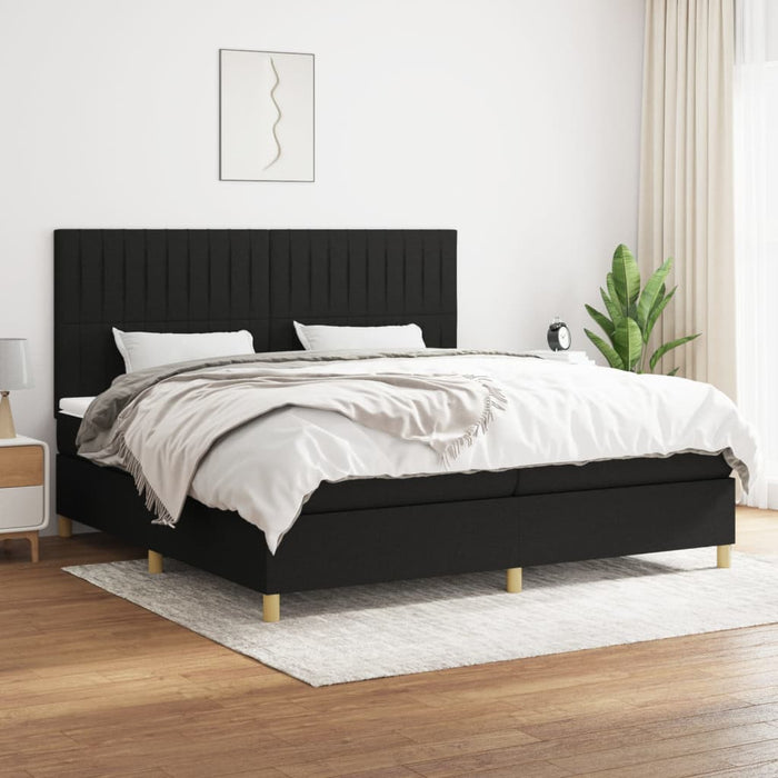 Pat box spring cu saltea, negru, 200x200 cm, textil - WALTI WALTI