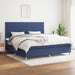 Pat box spring cu saltea, albastru, 200x200 cm, textil - WALTI WALTI