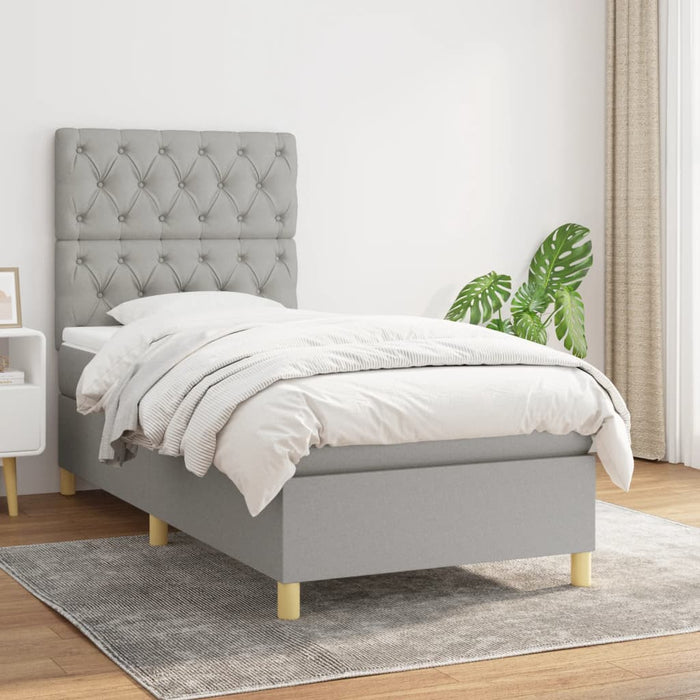 Pat continental cu saltea, gri deschis, 80x200 cm, textil - WALTI WALTI