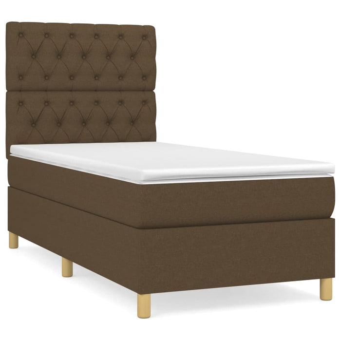 Pat box spring cu saltea, maro închis, 80x200 cm, textil - WALTI WALTI