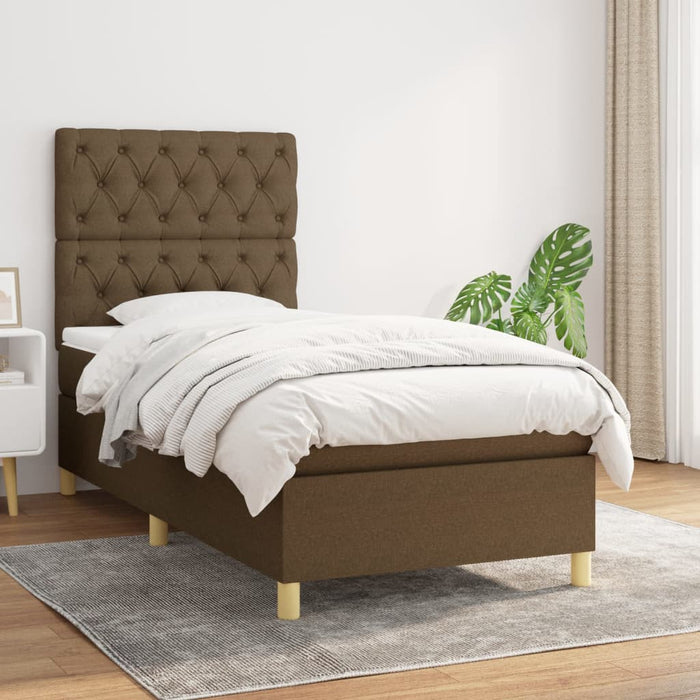Pat box spring cu saltea, maro închis, 80x200 cm, textil - WALTI WALTI