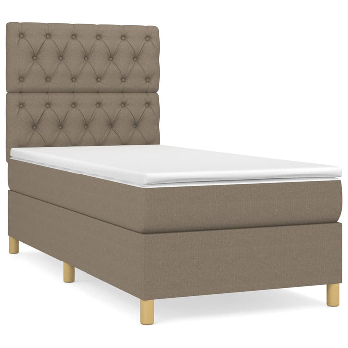 Pat box spring cu saltea, gri taupe, 80x200 cm, textil - WALTI WALTI