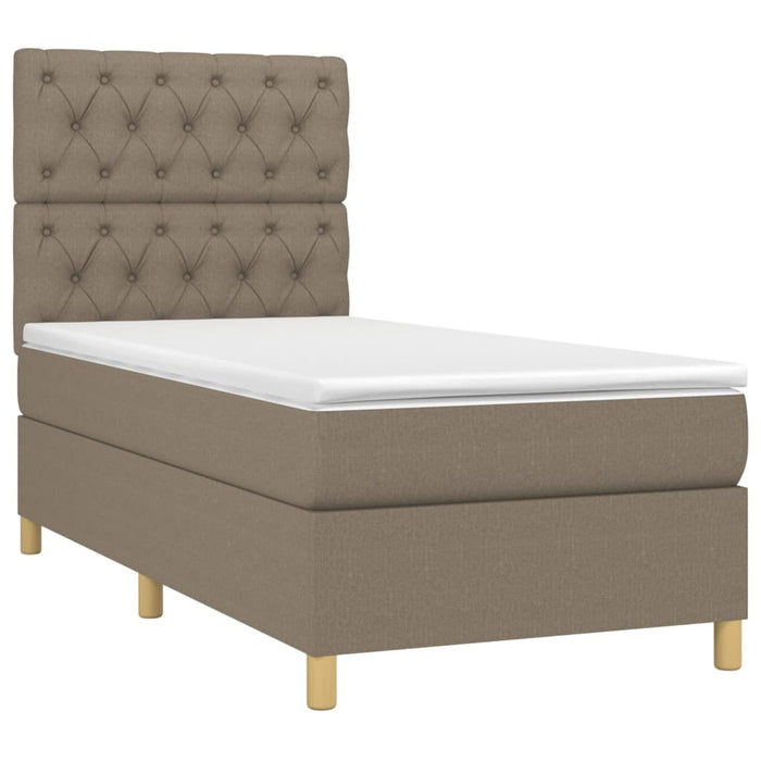 Pat box spring cu saltea, gri taupe, 80x200 cm, textil - WALTI WALTI